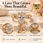 ✨ 90% OFF ✨ 4.02 CT Oval Diamond Vine Ring | 14K Gold, E Color & VS1 Clarity — A Love That Grows More Beautiful Last Day Sale-90% OFF🔥
