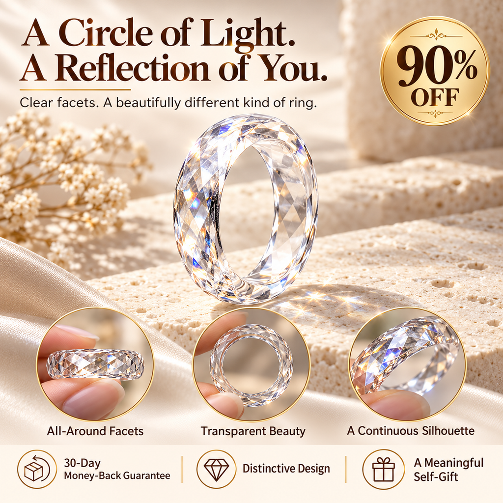 Clear Faceted Eternity Ring | All-Around Sparkle & Minimalist Elegance — A Circle of Light, A Reflection of You Last Day Sale-90% OFF🔥