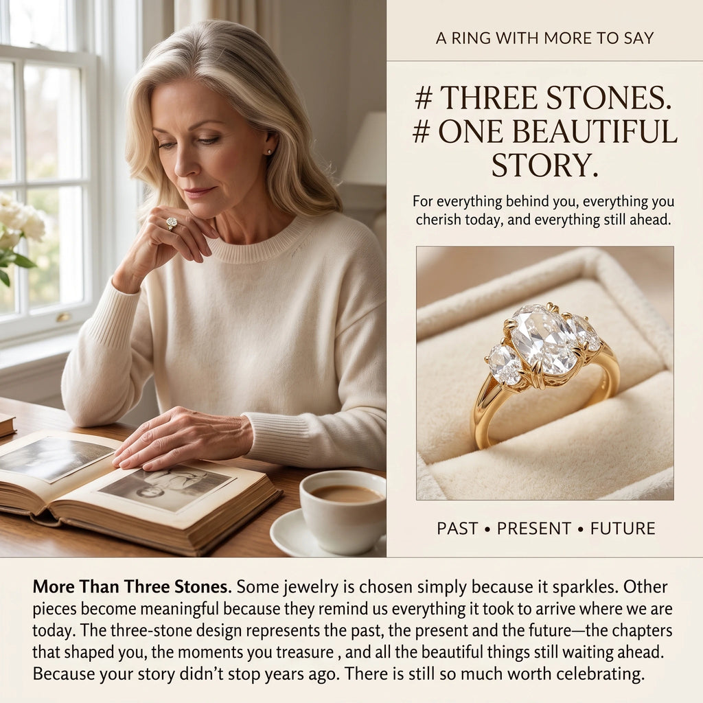 🔥 LAST DAY — 90% OFF 🔥 Quiet Luxury Vintage Three-Stone Moissanite Ring Set with Luxury Heart Gift Box