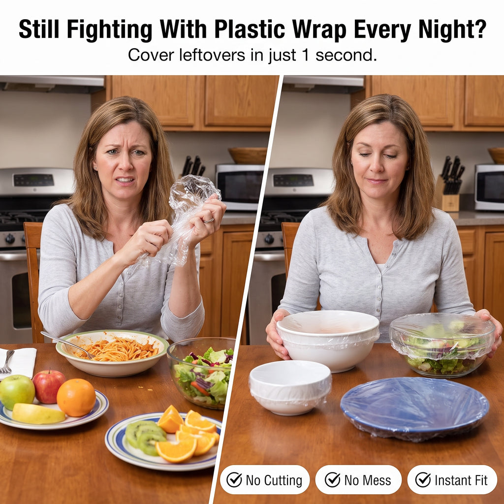1-Second Stretch Food Covers – 100 Pack | BPA-Free Quick-Seal Covers for Bowls, Plates & Leftovers – Last Day 50% OFF 🔥