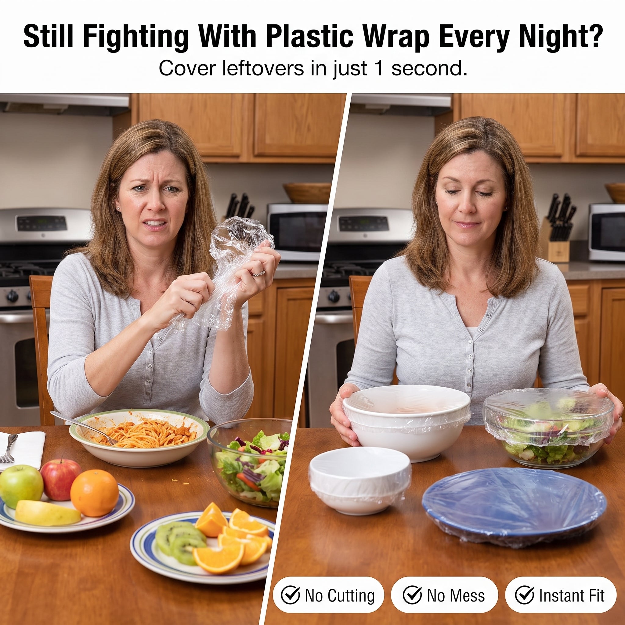 1-Second Stretch Food Covers – 100 Pack | BPA-Free Quick-Seal Covers for Bowls, Plates & Leftovers – Last Day 50% OFF 🔥
