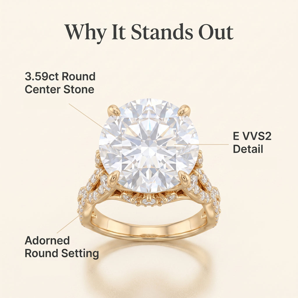 🔥90% OFF Last Day Sale 3.59ct Round Center Stone Adorned Ring – Instant On-Hand Elegance, Light-Catching Sparkle