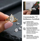 🔥90% OFF Last Day Sale |Certified 2.0ct Marquise Moissanite Ring | Handcrafted Vintage Filigree & Sapphire Accents
