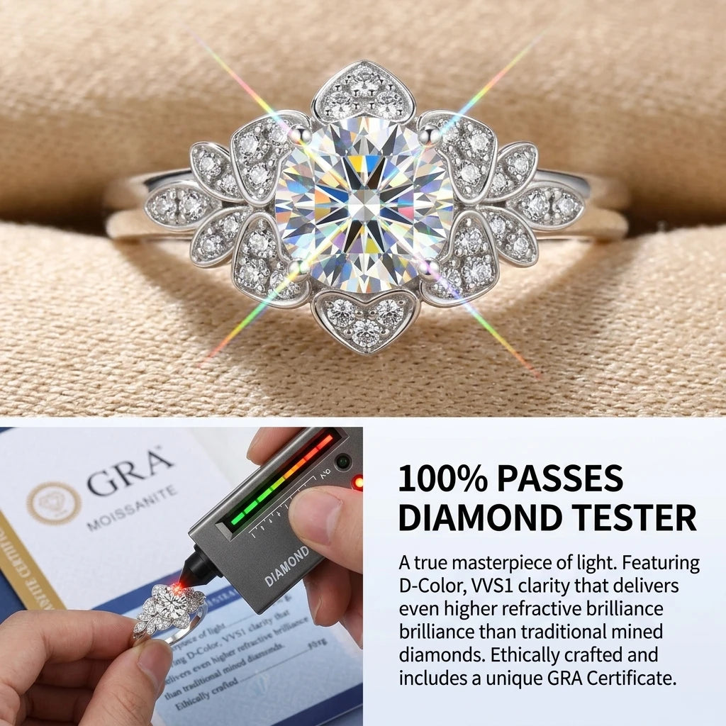 🔥90% OFF Last Day Sale |Timeless Brilliant Moissanite Ring - Passes Diamond Test - Secret Heart Detail - Hypoallergenic