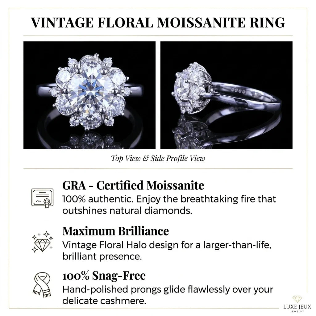🔥90% OFF Last Day Sale |Heirloom Floral Moissanite Ring - Anti-Spin Comfort Fit for All Knuckles