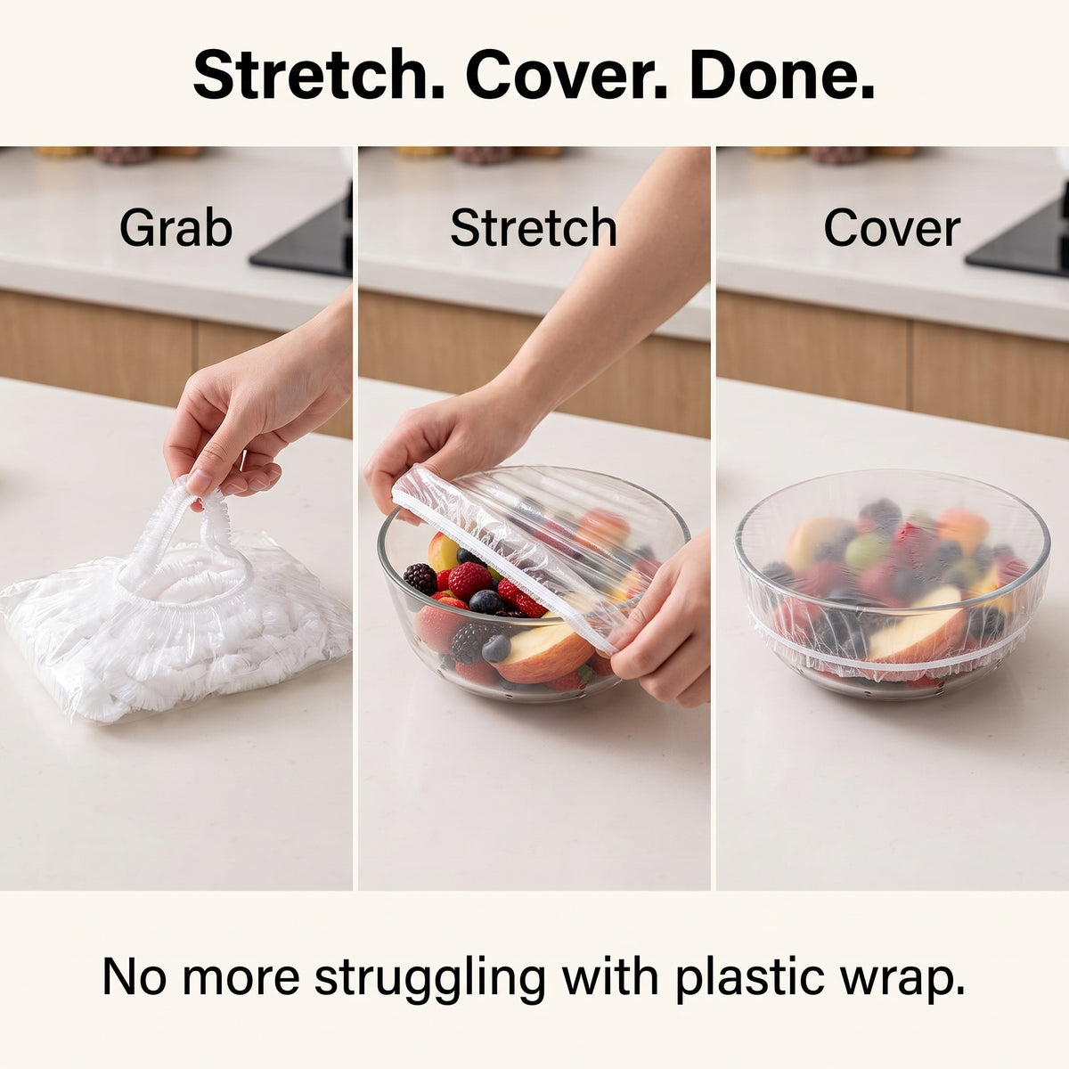 1-Second Stretch Food Covers – 100 Pack | BPA-Free Quick-Seal Covers for Bowls, Plates & Leftovers – Last Day 50% OFF 🔥