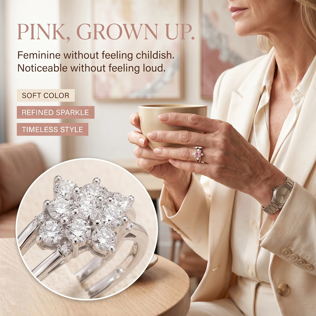 🔥 LAST DAY — 90% OFF 🔥 Reversible Pink Gemstone & Diamond Magic Cube Statement Ring | 18K White Gold Plated Luxury Jewelry for Women