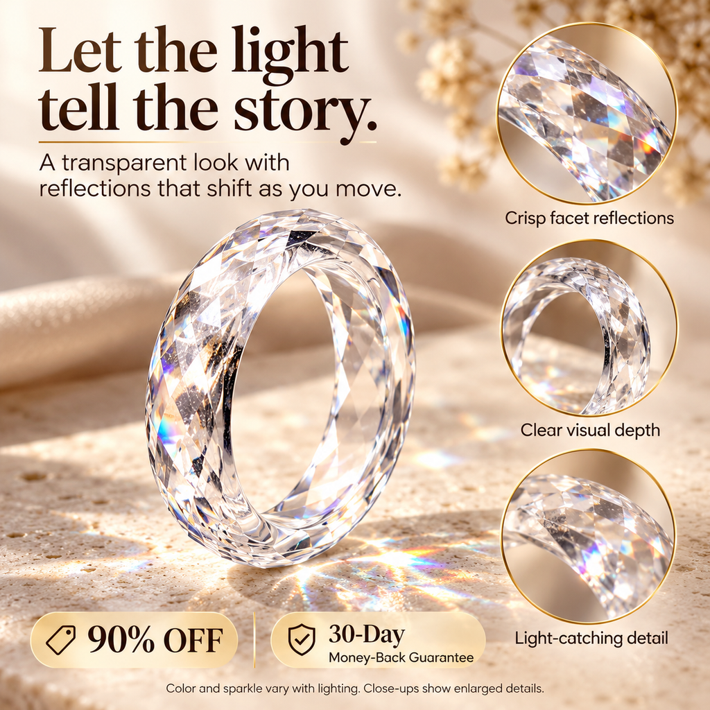 Clear Faceted Eternity Ring | All-Around Sparkle & Minimalist Elegance — A Circle of Light, A Reflection of You Last Day Sale-90% OFF🔥