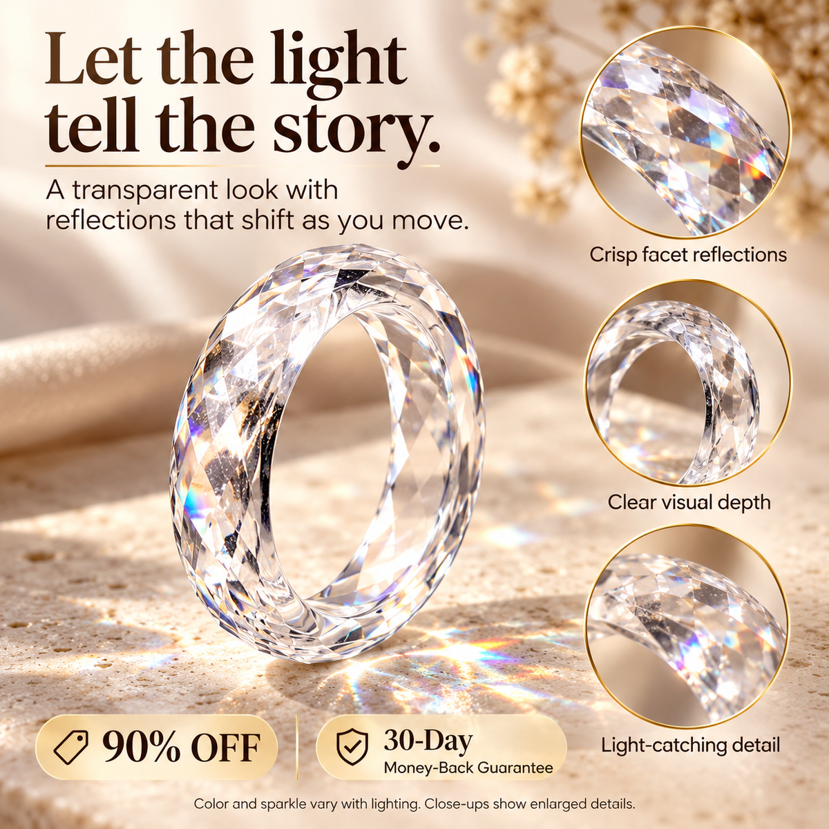 Clear Faceted Eternity Ring | All-Around Sparkle & Minimalist Elegance — A Circle of Light, A Reflection of You Last Day Sale-90% OFF🔥