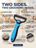 🔥50% OFF Last Day Sale |Pet Detangling Comb, Double-Sided Grooming Brush for Dogs & Cats, One-Click Clean Undercoat Rake for Shedding Mats