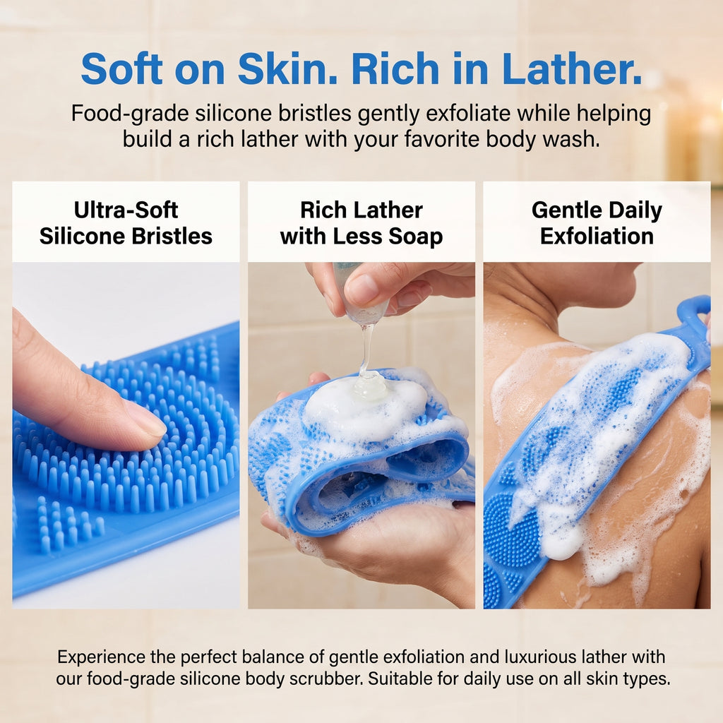 2-in-1 Extra-Long Silicone Back Scrubber & Massager – Easy Reach, Gentle Exfoliation & Quick-Dry Clean– Last Day 50% OFF 🔥