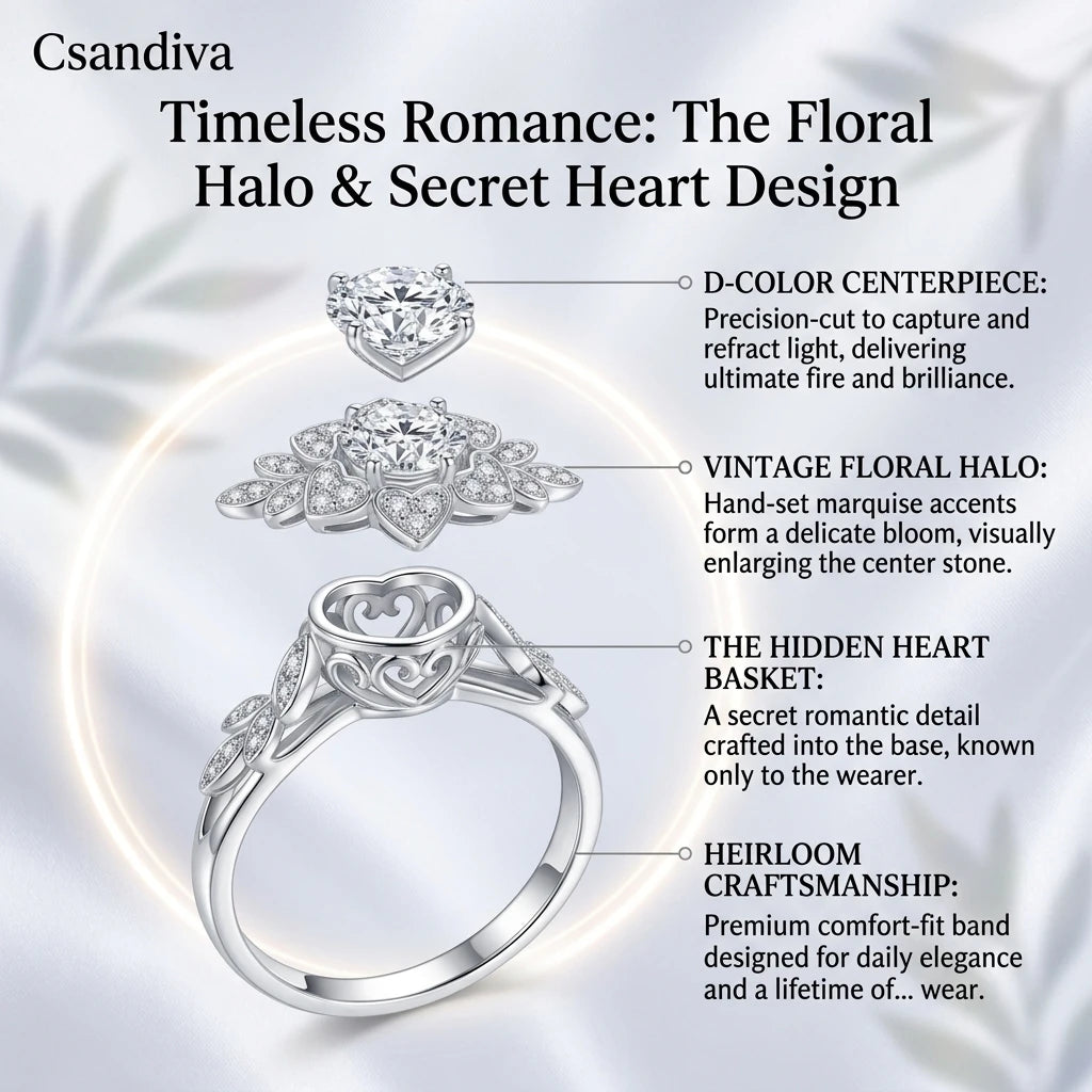 🔥90% OFF Last Day Sale |Timeless Brilliant Moissanite Ring - Passes Diamond Test - Secret Heart Detail - Hypoallergenic