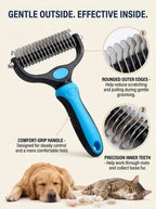 🔥50% OFF Last Day Sale |Pet Detangling Comb, Double-Sided Grooming Brush for Dogs & Cats, One-Click Clean Undercoat Rake for Shedding Mats