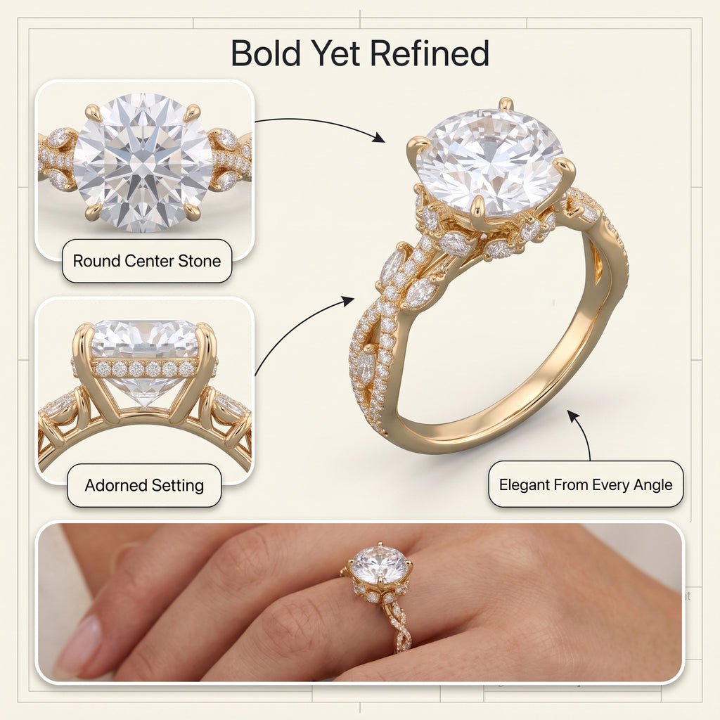 🔥90% OFF Last Day Sale 3.59ct Round Center Stone Adorned Ring – Instant On-Hand Elegance, Light-Catching Sparkle