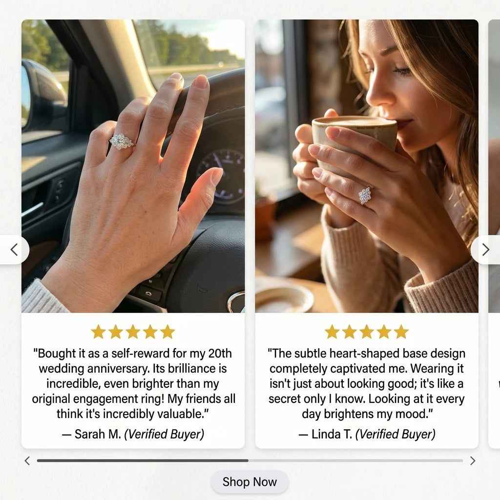 🔥90% OFF Last Day Sale |Timeless Brilliant Moissanite Ring - Passes Diamond Test - Secret Heart Detail - Hypoallergenic