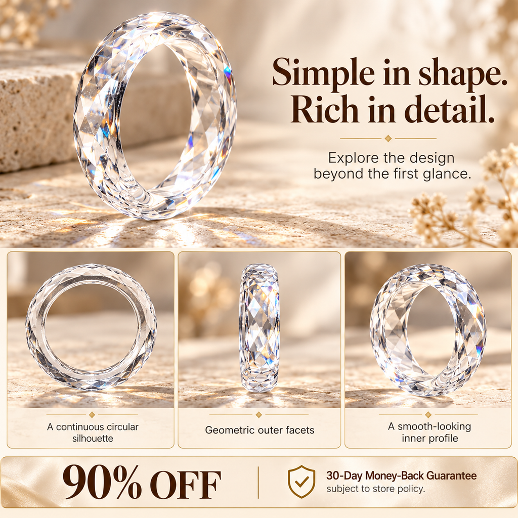 Clear Faceted Eternity Ring | All-Around Sparkle & Minimalist Elegance — A Circle of Light, A Reflection of You Last Day Sale-90% OFF🔥