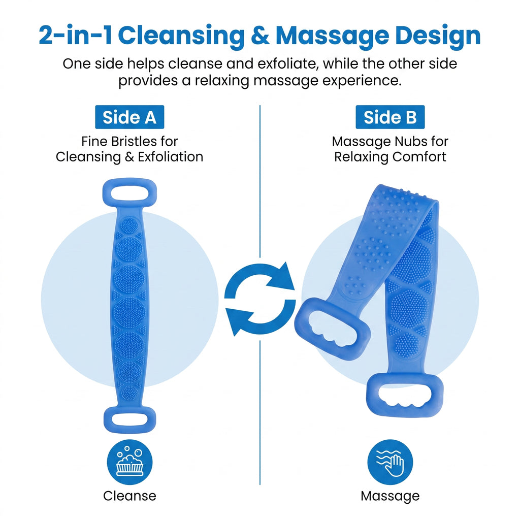2-in-1 Extra-Long Silicone Back Scrubber & Massager – Easy Reach, Gentle Exfoliation & Quick-Dry Clean– Last Day 50% OFF 🔥