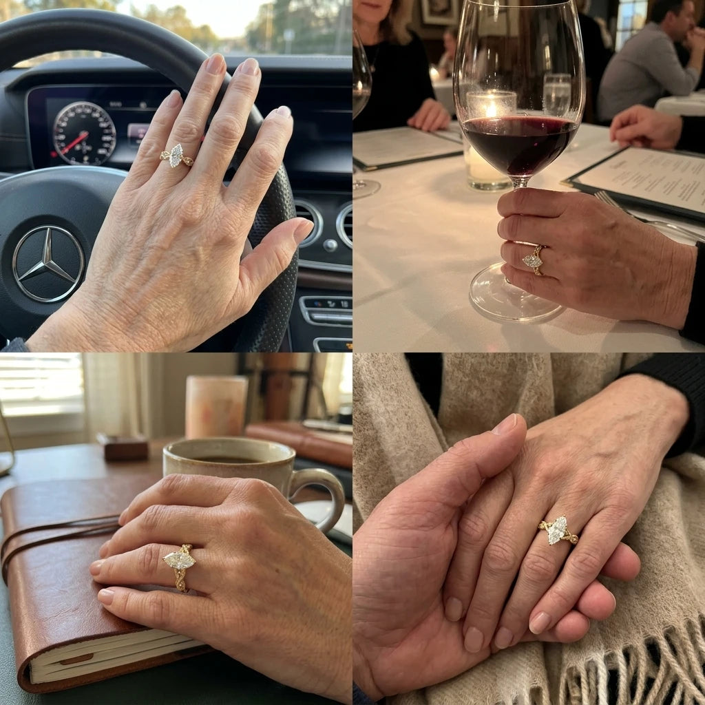 🔥90% OFF Last Day Sale |Vintage Marquise Moissanite Solitaire Ring | Finger-Elongating Cut, 100% Hypoallergenic & GRA Certified