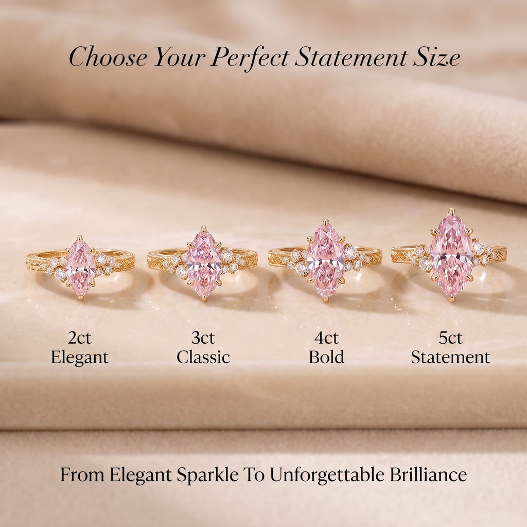 🔥90% OFF Last Day Sale Pink Vintage Marquise Statement Ring – Timeless Elegance for Every Occasion