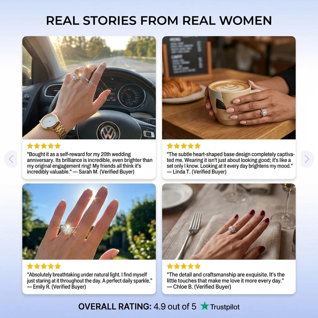 🔥90% OFF Last Day Sale |Timeless Brilliant Moissanite Ring - Passes Diamond Test - Secret Heart Detail - Hypoallergenic