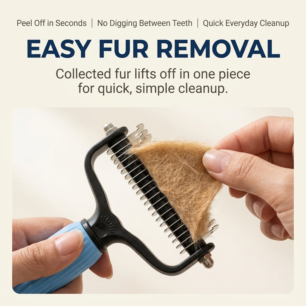 🔥50% OFF Last Day Sale |Pet Detangling Comb, Double-Sided Grooming Brush for Dogs & Cats, One-Click Clean Undercoat Rake for Shedding Mats