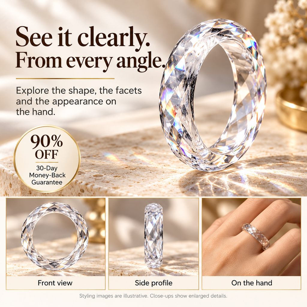Clear Faceted Eternity Ring | All-Around Sparkle & Minimalist Elegance — A Circle of Light, A Reflection of You Last Day Sale-90% OFF🔥