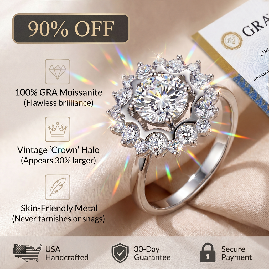 🔥90% OFF Last Day Sale Brilliant Moissanite Halo Ring: Certified Authentic & Everyday Comfort Fit