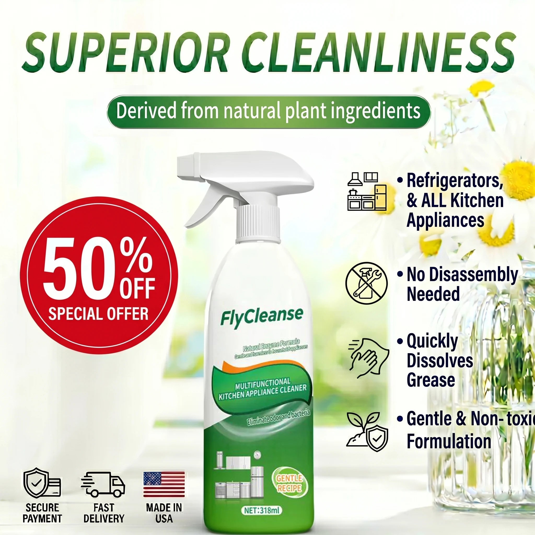 🔥50% OFF Last Day Sale | Premium All-in-One Appliance Cleaner | No-Scrub Grease Remover | Gentle Natural Formula