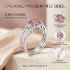 🔥 LAST DAY — 90% OFF 🔥 Reversible Pink Gemstone & Diamond Magic Cube Statement Ring | 18K White Gold Plated Luxury Jewelry for Women