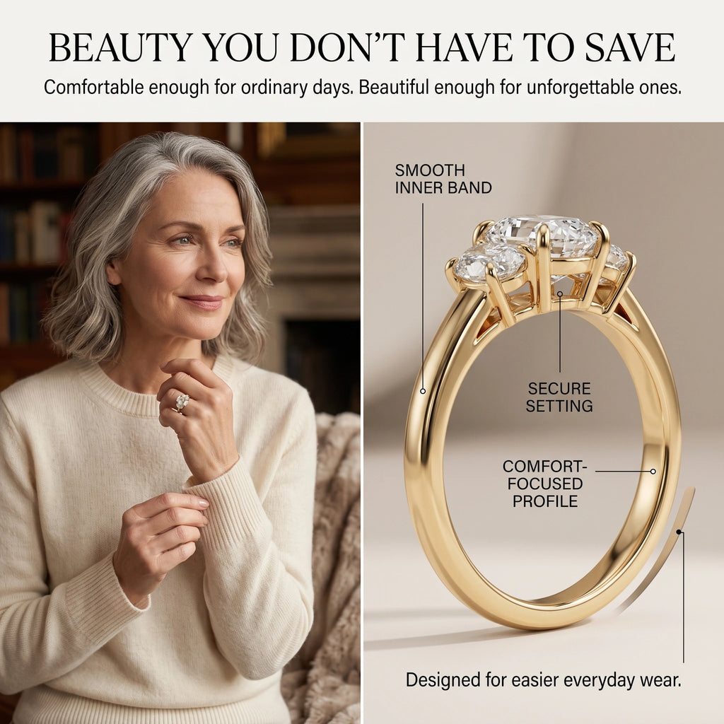 🔥 LAST DAY — 90% OFF 🔥 Quiet Luxury Vintage Three-Stone Moissanite Ring Set with Luxury Heart Gift Box