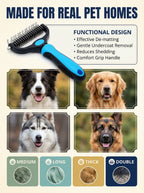 🔥50% OFF Last Day Sale |Pet Detangling Comb, Double-Sided Grooming Brush for Dogs & Cats, One-Click Clean Undercoat Rake for Shedding Mats