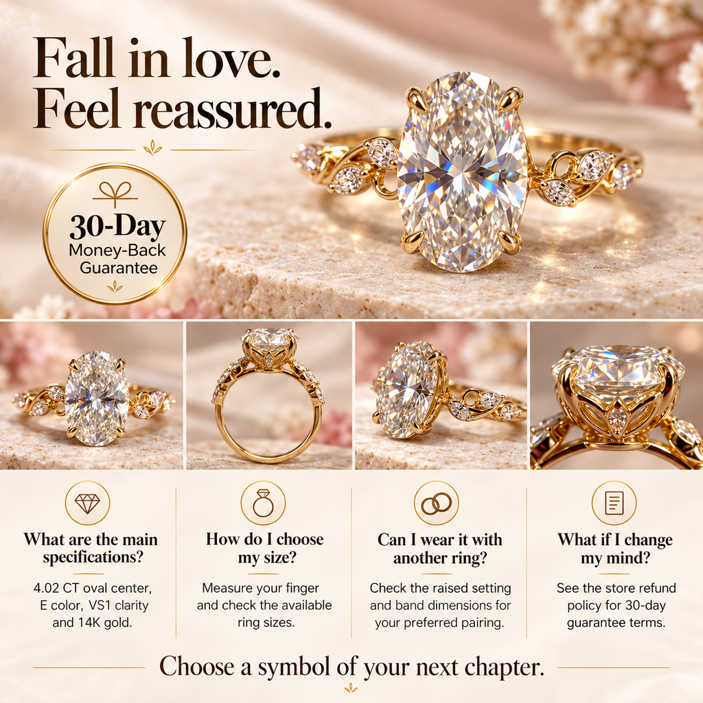 ✨ 90% OFF ✨ 4.02 CT Oval Diamond Vine Ring | 14K Gold, E Color & VS1 Clarity — A Love That Grows More Beautiful Last Day Sale-90% OFF🔥