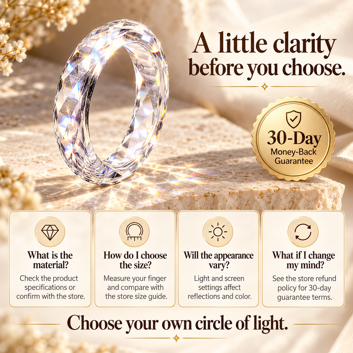 Clear Faceted Eternity Ring | All-Around Sparkle & Minimalist Elegance — A Circle of Light, A Reflection of You Last Day Sale-90% OFF🔥