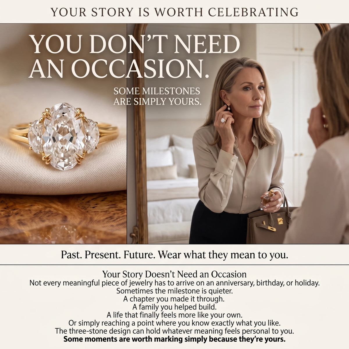 🔥 LAST DAY — 90% OFF 🔥 Quiet Luxury Vintage Three-Stone Moissanite Ring Set with Luxury Heart Gift Box