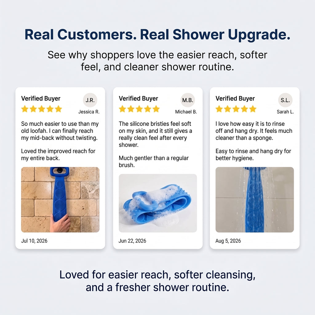 2-in-1 Extra-Long Silicone Back Scrubber & Massager – Easy Reach, Gentle Exfoliation & Quick-Dry Clean– Last Day 50% OFF 🔥