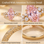 🔥90% OFF Last Day Sale Pink Vintage Marquise Statement Ring – Timeless Elegance for Every Occasion
