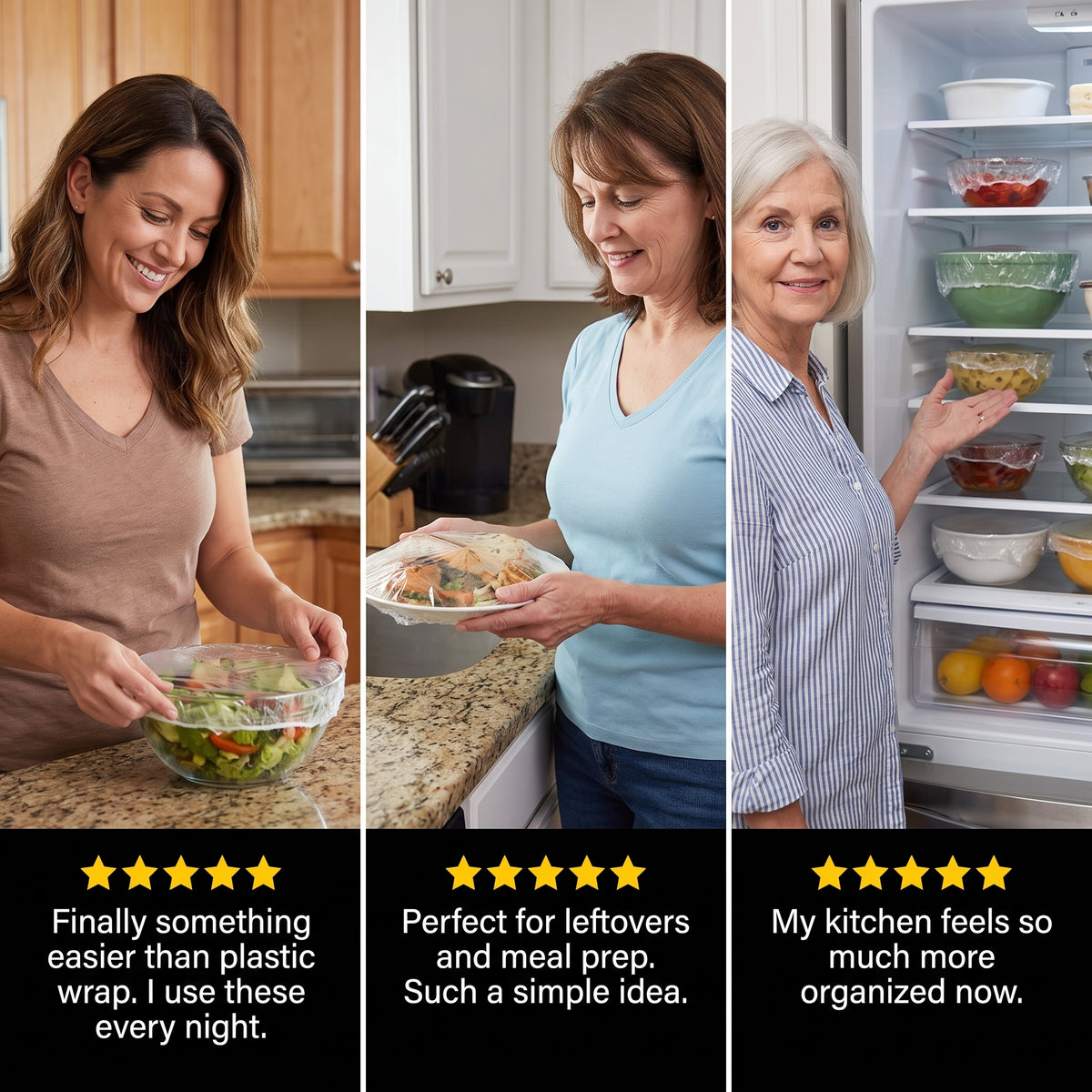 1-Second Stretch Food Covers – 100 Pack | BPA-Free Quick-Seal Covers for Bowls, Plates & Leftovers – Last Day 50% OFF 🔥