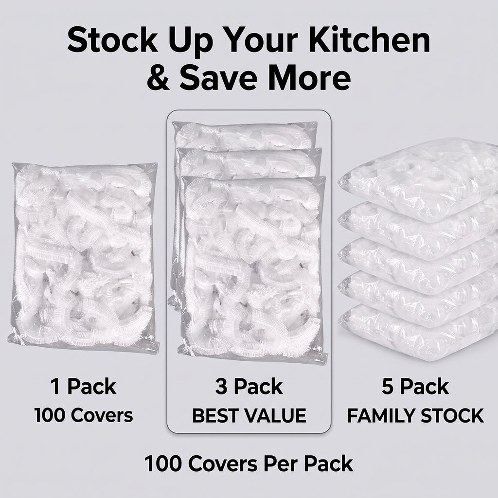 1-Second Stretch Food Covers – 100 Pack | BPA-Free Quick-Seal Covers for Bowls, Plates & Leftovers – Last Day 50% OFF 🔥