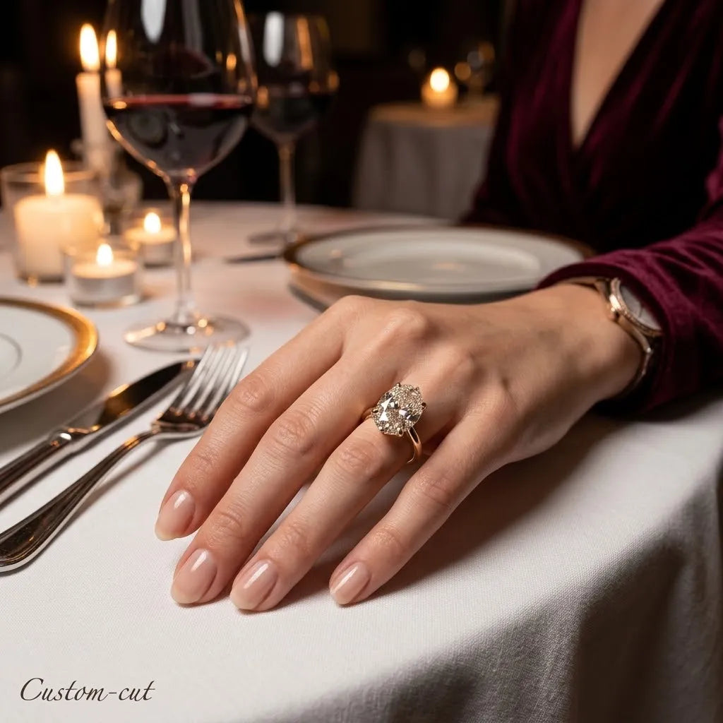 Vintage Floral Oval Ring | 18K Gold Latticework & 6-Prong Sparkle