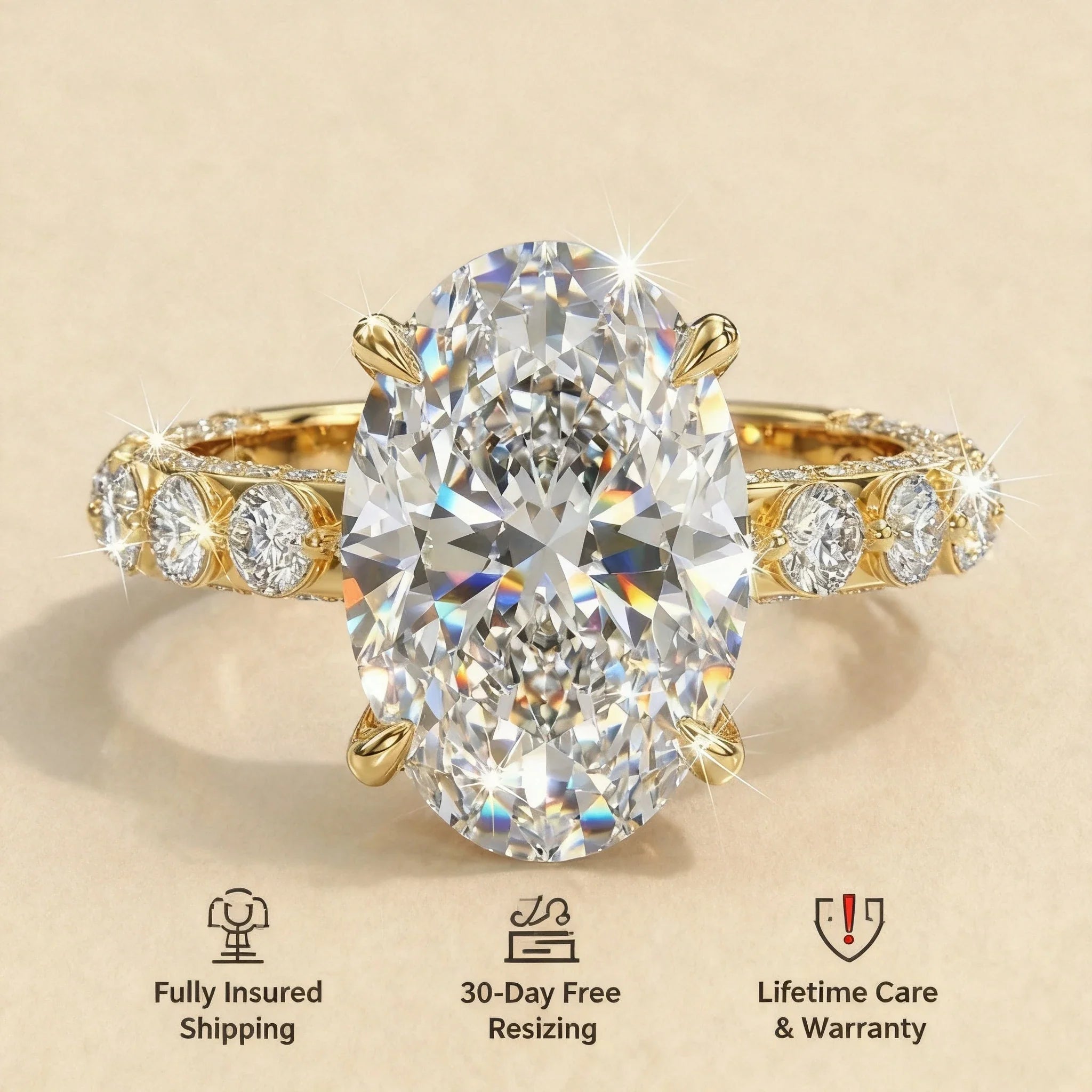 🔥90% OFF Last Day Sale |Crown Oval Diamond Ring | Everyday Luxury & 1.4ct Pavé Setting
