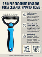 🔥50% OFF Last Day Sale |Pet Detangling Comb, Double-Sided Grooming Brush for Dogs & Cats, One-Click Clean Undercoat Rake for Shedding Mats