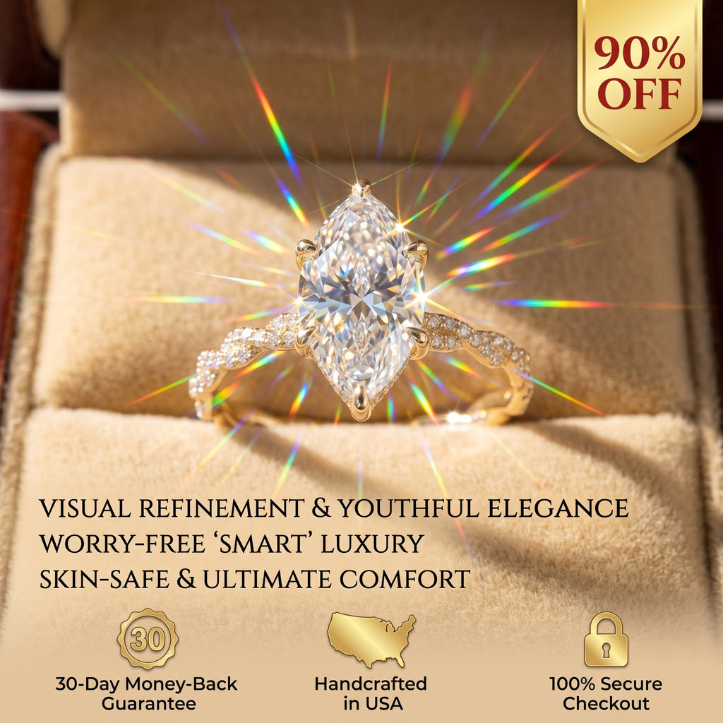 Marquise Hidden Halo Ring – Pavé Twist Band Statement Ring That Makes Your Hand Look Longer & More Elegant--Last Day Sale-90% OFF🔥