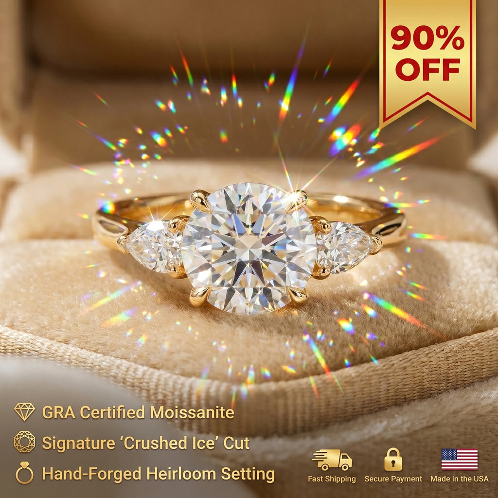 🔥90% OFF Last Day Sale |Flawless Moissanite Ring - Signature 3-Stone | Hypoallergenic | Everyday Luxury