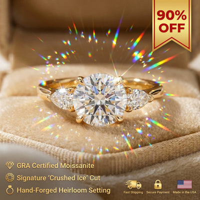 🔥90% OFF Last Day Sale |Flawless Moissanite Ring - Signature 3-Stone | Hypoallergenic | Everyday Luxury