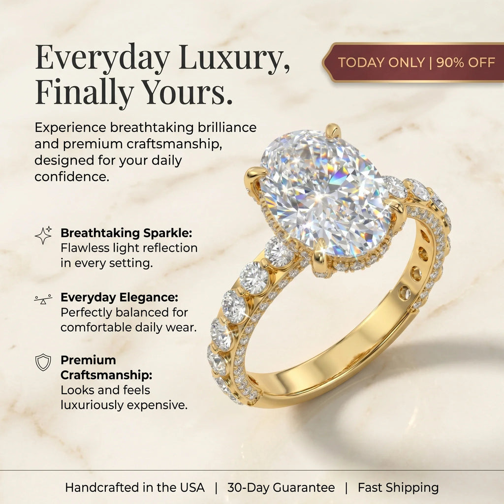 🔥90% OFF Last Day Sale |Crown Oval Diamond Ring | Everyday Luxury & 1.4ct Pavé Setting