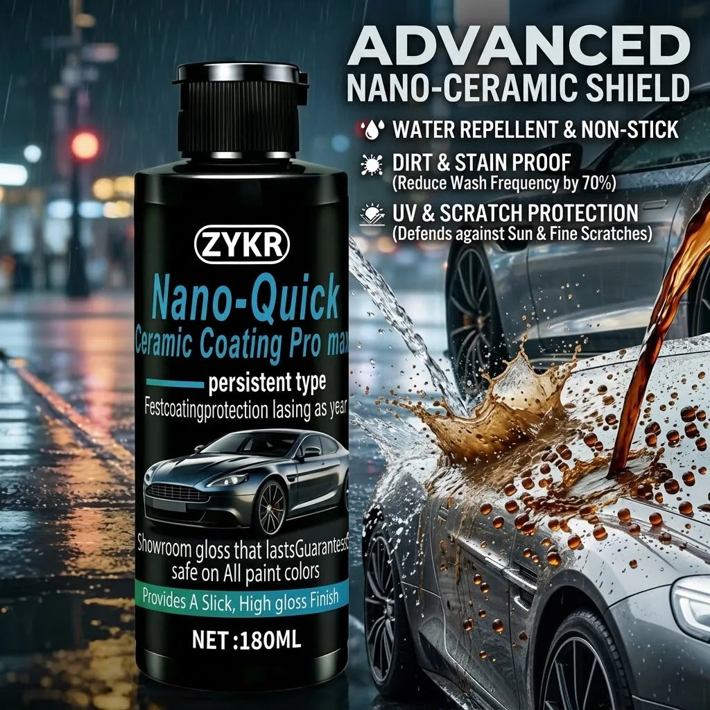 3-in-1 Quick Ceramic Spray: Instant Waterless Wash, Diamond Shine & Nano Protection for Cars & Home