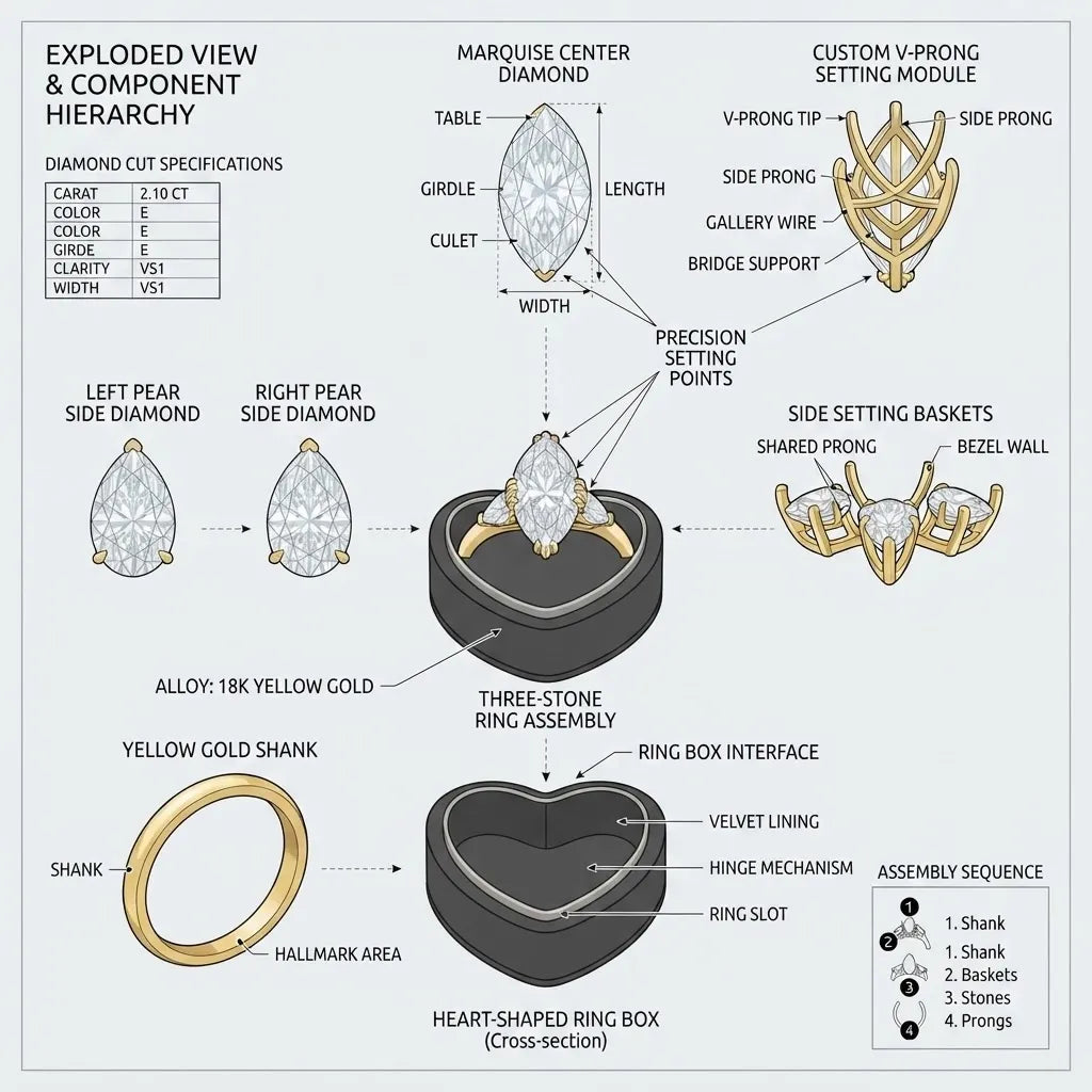 Vintage Marquise Moissanite Ring | Slenderizing  Luxury for Women