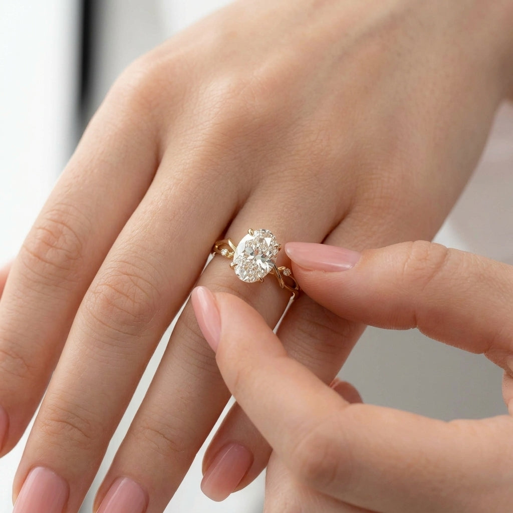 The Twig Oval Engagement Ring — 1.3mm Ultra-Dainty Solid 14K Gold Band