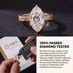 🔥90% OFF Last Day Sale |Heirloom Marquise Moissanite Ring | Hand-Engraved Vintage Band | Passes Diamond Test
