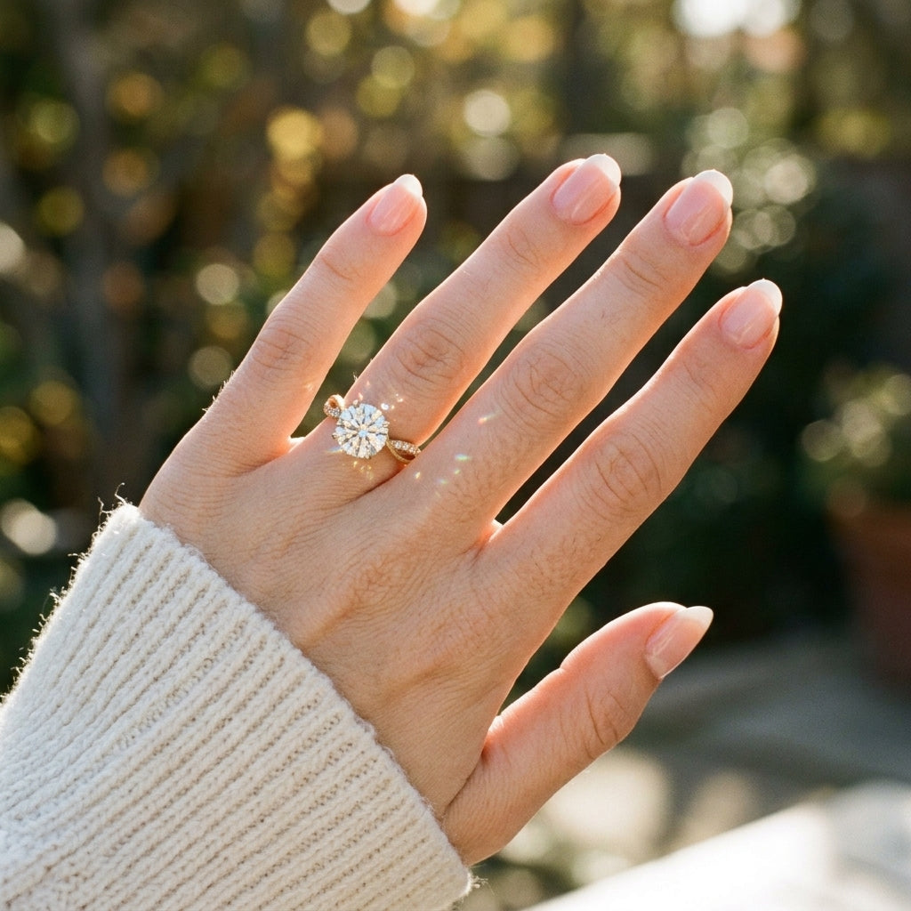 The Daisy | Round Brilliant Diamond Engagement Ring with Hidden Halo (14K Yellow Gold)